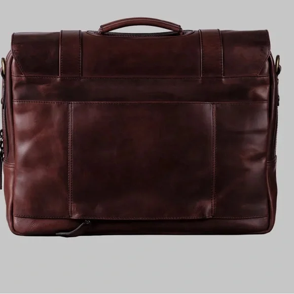 LadderBack 100% Leather Brown Rugged & Rustic Design Laptop Messenger Bag - Picture 2 of 16